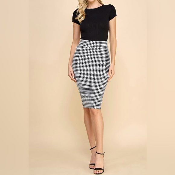 Women's Elastic Waist Stretch Bodycon Midi Knee Length Pencil Skirt for Office - Picture 2 of 6